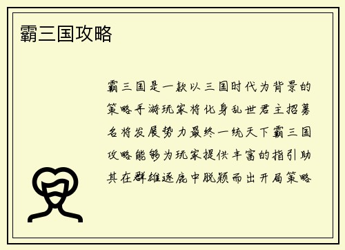 霸三国攻略